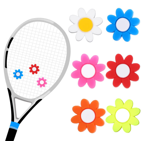 LLOUSSAK 6pcs Tennis Dampener, Silicone Tennis Shock Absorber, Sunflower Flower Tennis Racquet Dampeners, Cute Pattern Tennis Accessories for Racket
