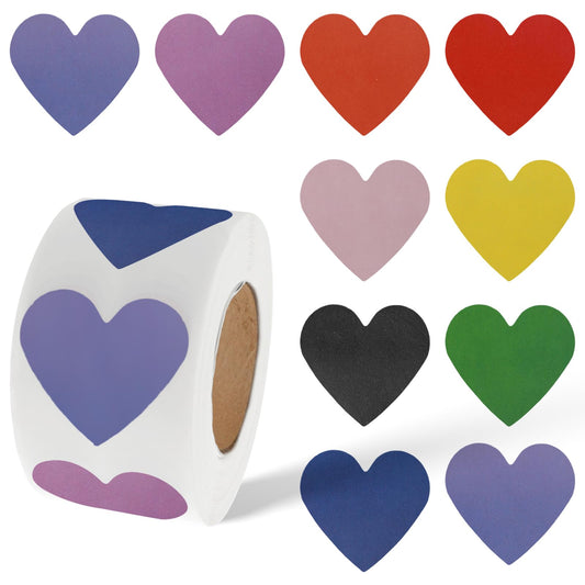 Aster 500 Pcs Heart Stickers, 1 inch Valentines Day Love Heart Stickers, Adhesive Cute Small Heart Stickers on a Roll, Valentine's Day Love Decorations Labels for Wedding, Anniversaries