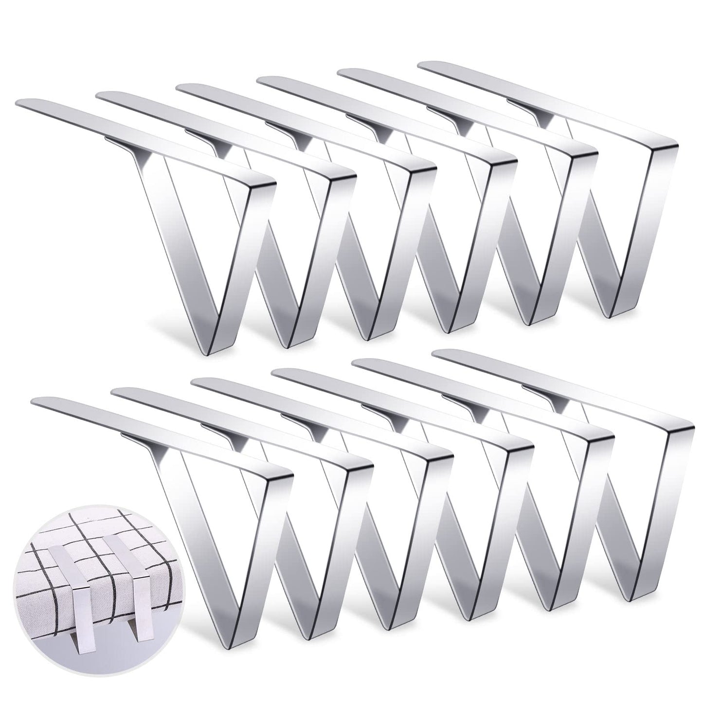 ASTER Tablecloth Clips 12 Pack Picnic Table Cover Clamps Clips Stainless Steel Table Cloth Holder & Skirt Clips for Kitchen Picnics Outdoor Camping Wedding Party