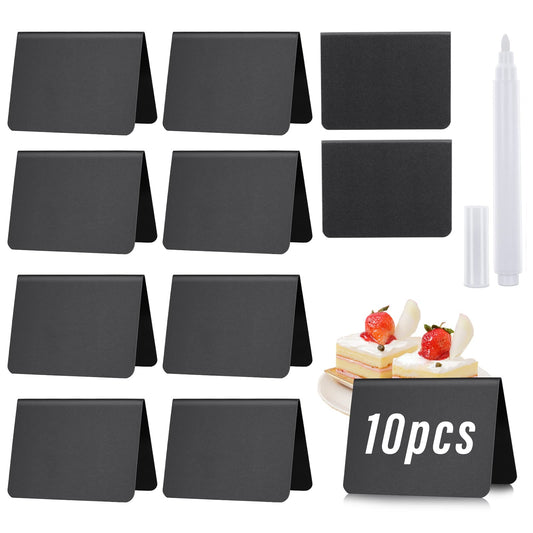 10 Pack Mini Chalkboard Table Tent Signs, Chalk Board Buffet Tags Food Table Stand Labels with Chalk Marker, Chalkboard Signs for Bakery Pricetags Wedding Birthday Party