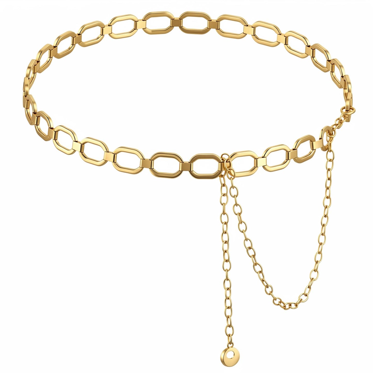 Falzqq Gold Belt with Thick Metal Links Waist Belt for Women