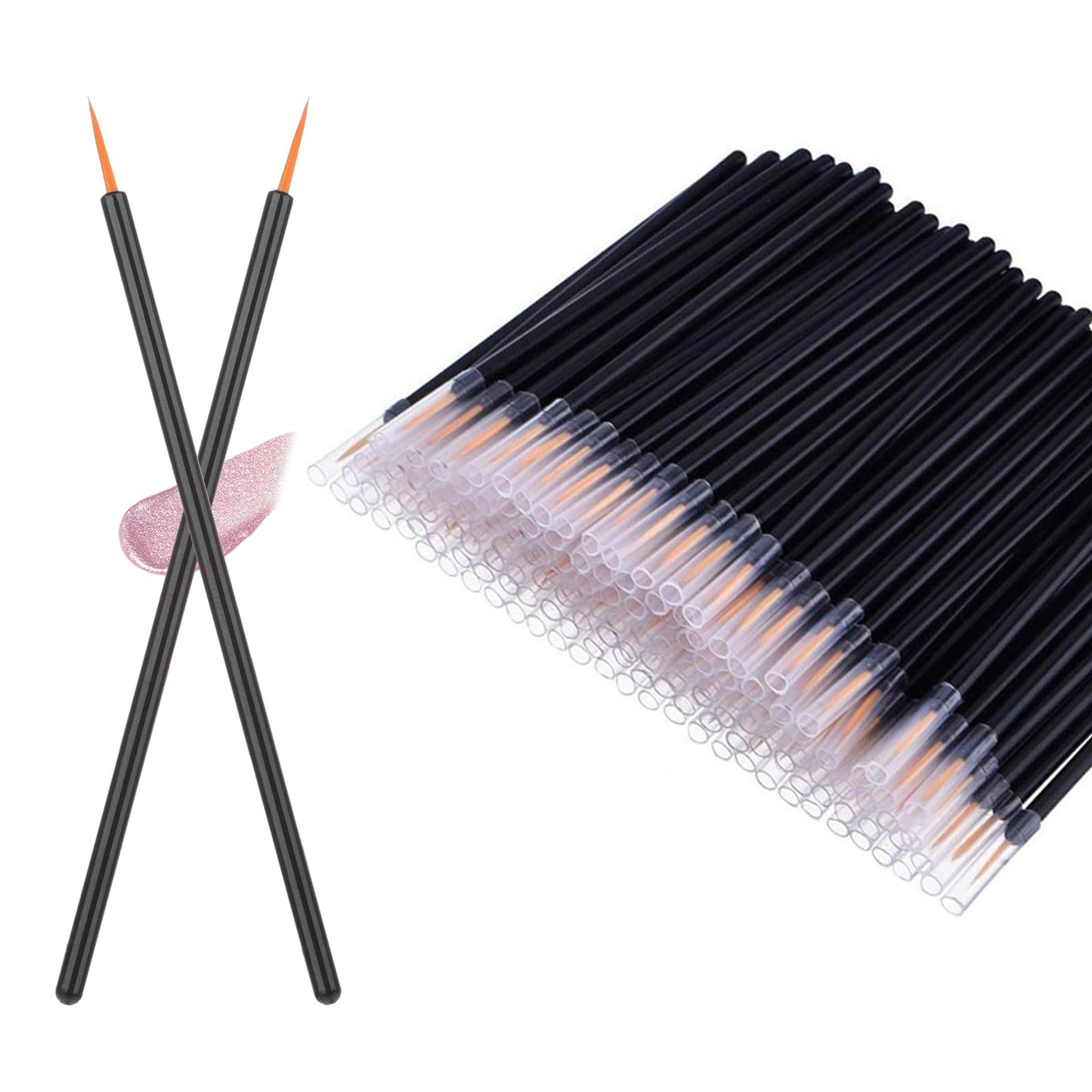 100 Pack Disposable Eyeliner Brushs, Fine Point Applicator Makeup Eyeliner Wands Eyelash Applicator Cosmetic Eye Wands Makeup Brushes Tools(Color: Black)