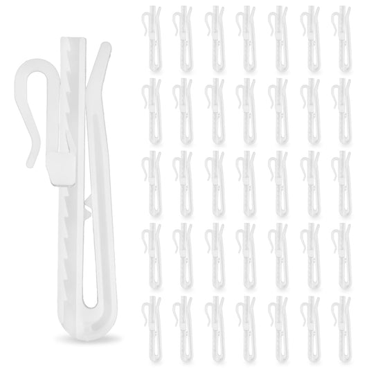 Aster 36 Pcs Plastic Curtain Hooks, 85mm/3.3 inch Adjustable Pinch Pleat Curtain Hooks, Curtain Pleat Hooks for Window Curtain, Door Curtain and Shower Curtain(White)