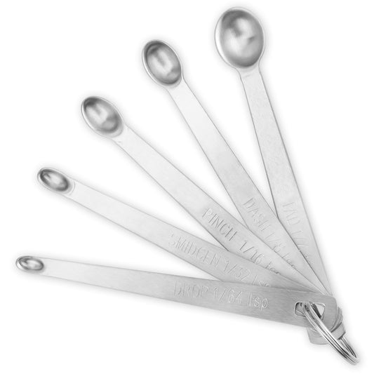 ASTER 5Pcs Metal Measuring Spoons Set, Stainless Steel Mini Measuring Spoon with Etched Markings, Removable Clasp 1/64 1/32 1/16 1/8 1/4 TSP