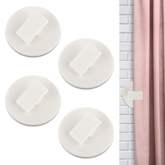Aster 4Pcs Shower Curtain Clips, Self-Adhesive Bathroom Clips with Water Guard, Windproof Splash Guard, Shower Curtain Holders for Inside Shower Bathroom Curtain Weight Clip for Home
