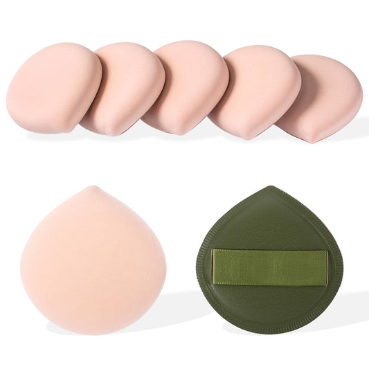 ZEYIYER 5PCS Powder Puff, Makeup Foundation Sponge, Setting Powder Puff Cushion Foundation Sponge, Teardrop Design Latex Free Blender Sponge for Concealer, Beauty Blender Tool(Green)