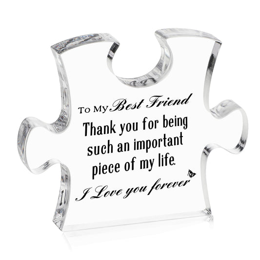 Aster Friend Gifts for Women, Best Friend Puzzle-Shaped Acrylic Plaque for Women Birthday Acrylic Block Friendship Unique Gifts for Friends Women Best Friends Birthday Bestie Gifts, 3.9 x 3 inch