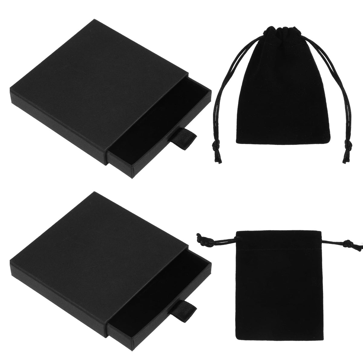 Pack of 2 Small Jewellery Boxes with 2 Velvet Bags with Drawstring