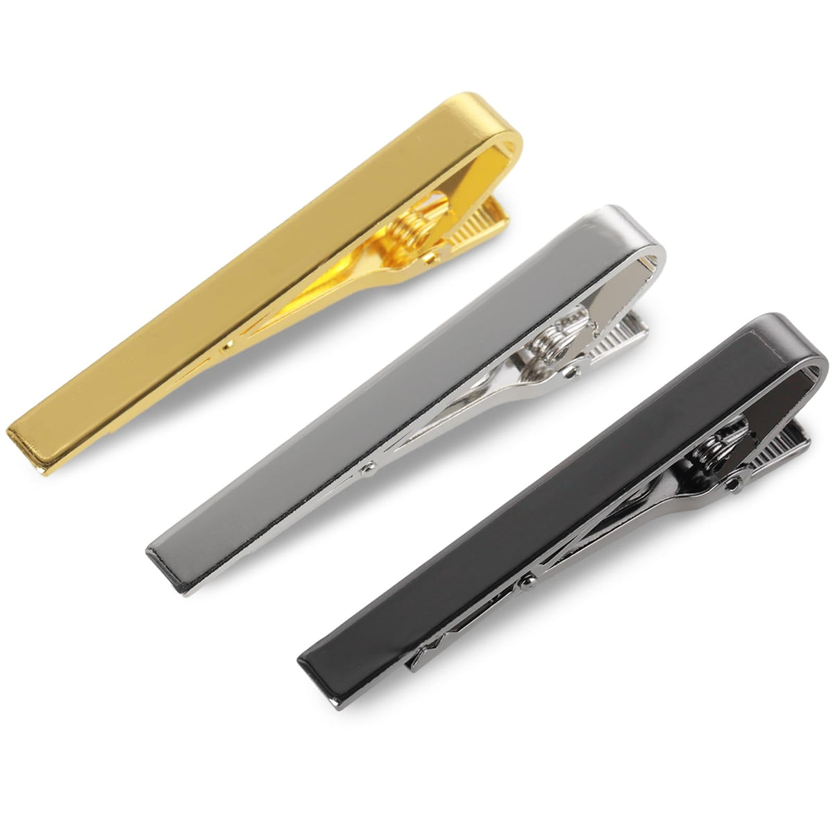Aster 3 Pcs Men's Tie Clip Black/Silver/Gold Classic Tie Bar Pinch Clips Fashion Necktie Clip for Men for Wedding Anniversary Business Father's Day Gifts