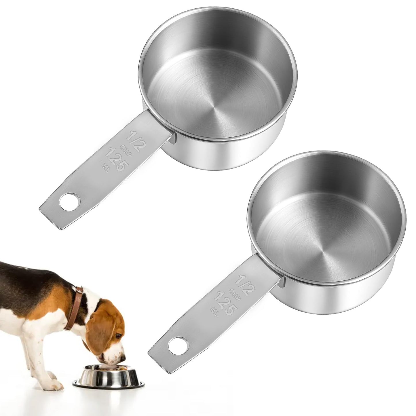 2 Pcs Dog Food Scoop, 1/2 Cup Measuring Scoop for Feeding Pet, Ingredients