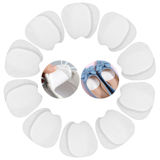 10 Pairs Metatarsal Felt Forefoot Pads, White Metatarsal Pads, Non-Slip Bunion Pads, Comfort Front Foot Pads, High Heels Insoles for Pain Relief and Shoe Size Adjustment for Women