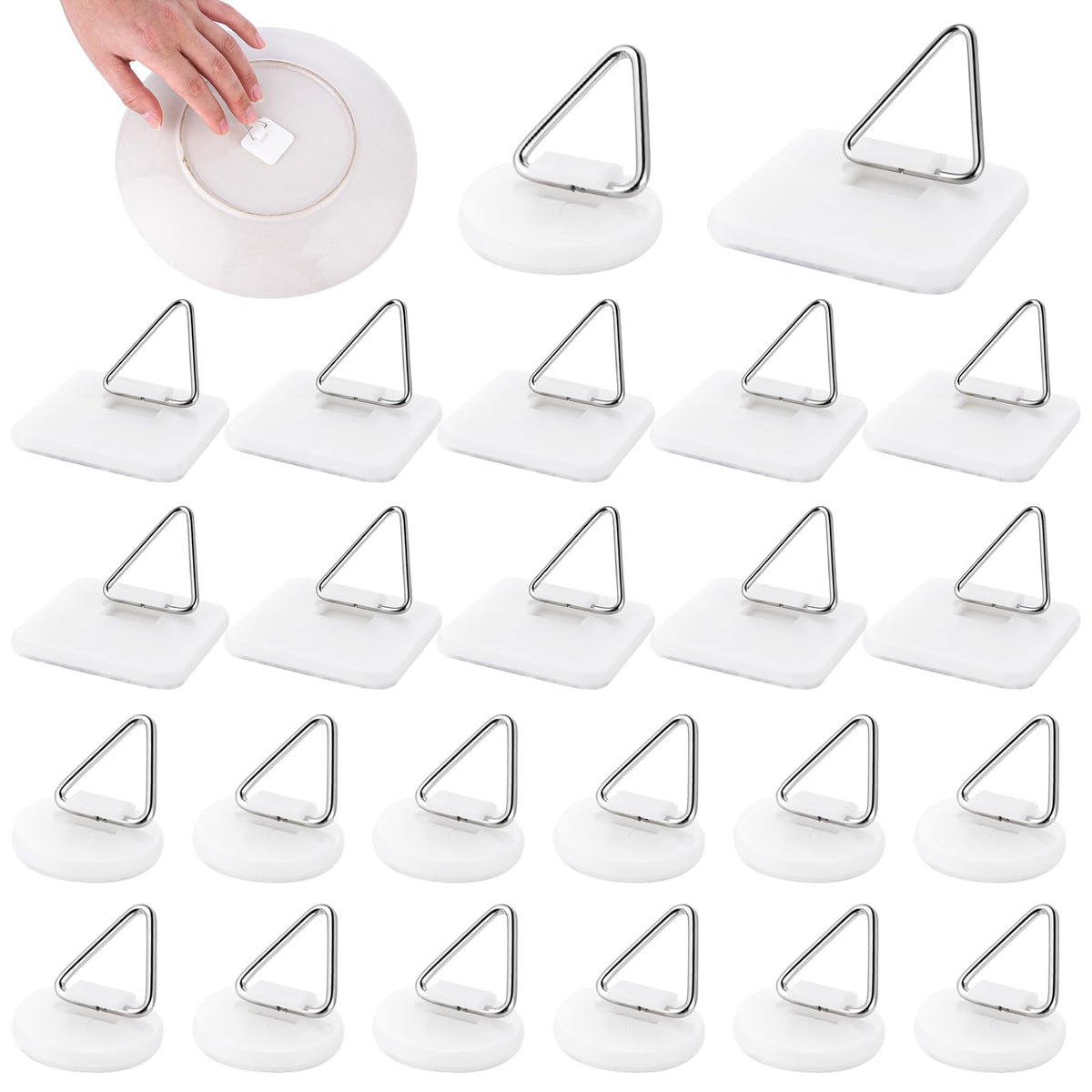 ASTER 30 Pcs Plate Hangers for Walls, Invisible Plate Hanger for Wall Hanging Self Adhesive Picture Hangers Without Nails Plate Holders for Bathroom Kitchen Outdoor Dorm Room Essentials