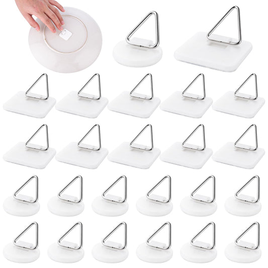 ASTER 30 Pcs Plate Hangers for Walls, Invisible Plate Hanger for Wall Hanging Self Adhesive Picture Hangers Without Nails Plate Holders for Bathroom Kitchen Outdoor Dorm Room Essentials