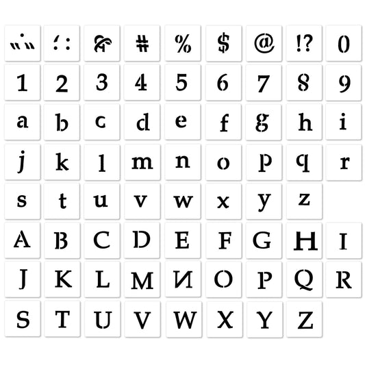 ASTER Letter Stencils, 70 Pcs Large 1inch Reusable Plastic Art Supplies, for Painting on Wood, Wall, Glass, Fabric, Rock, Chalkboard, Signage