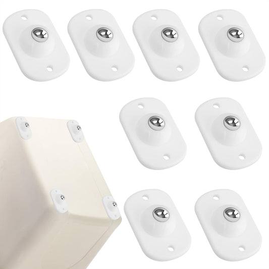 Aster 8 Pieces Self Adhesive Caster Wheels, Mini Stainless Steel Paste Universal Furniture Appliance Rollers, 360°Swivel Sticky Small Appliance Slider for Trash Can, Storage Box, Furniture (White)