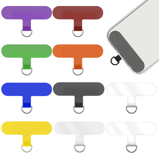10 Pcs Phone Tether Tabs Universal Phone Lanyard Tab Clear Cell Phone Tether Patches Without Adhesive Phone Tether Tab Replacement Part for Cell Phone Strap (Colorful)