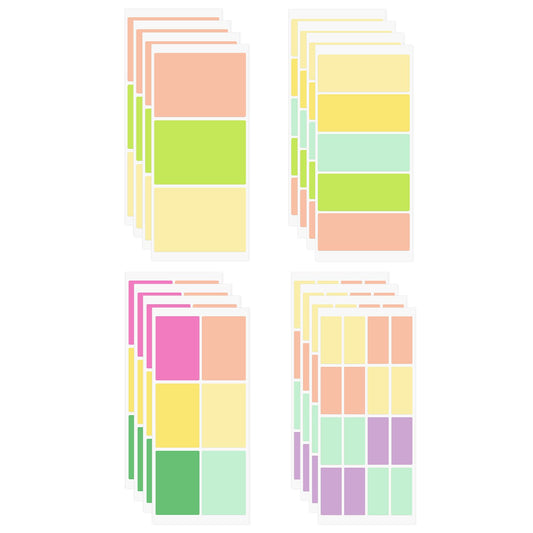 ASTER 6 Sheets 190 PCS Assorted Size Waterproof Blank Labels Stickers, Removable Colour-Coding Labels Sticky Blank Tags for Home School Office Suppliers,4 Style
