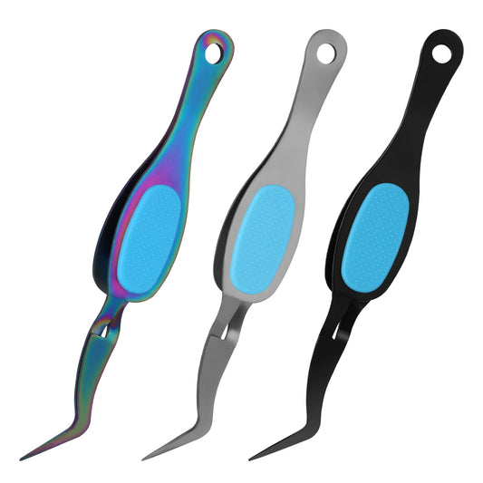ASTER 3 Pieces Curved Tips Tweezers Craft Tweezers Stainless Reverse Tweezers Tips Precision Crossing Lock Tweezers for Craft, Jewelry, Beading, Electronics, Laboratory Work