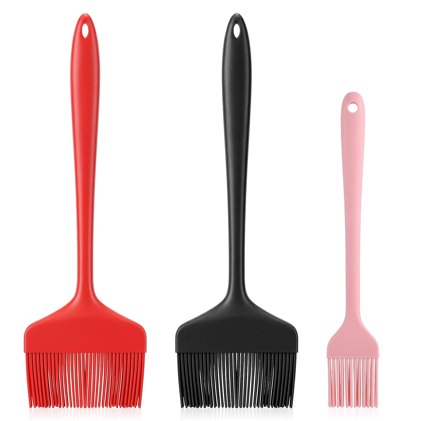 Set of 3 Silicone Pastry Brushes, 21 cm Kitchen Wide Oil Brush with 3 Sizes (9.1/7/3.2 cm), One Piece Cooking Brush, Silicone Brush Kitchen, for Baking, Cooking, BBQ Grilling & Marinades