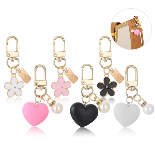 LLOUSSAK 6Pcs Cute Keychains for Women, Flower Keychains Cute Daisy Bag Charm Flowers Key Chain Purse Bag Accessories for Purse Handbag Bags Decor