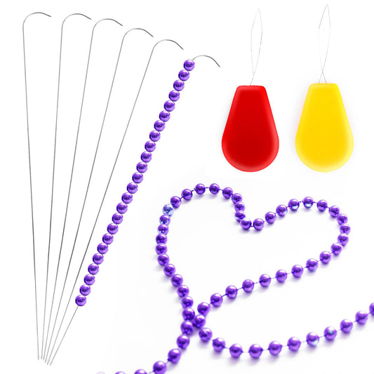 ASTER 6 Pieces 7.5 Inch Bead Spinner Needles with 2 Pieces Needle Threader, Stainless Bead Spinner Needles Stringing Bead Loader for String Seed Beads, Jewelry Making