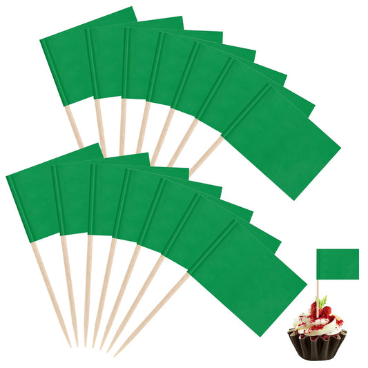 100 Pack Toothpick Flags Blank Flag Toothpicks Food Labels for Party Buffet Cupcake Topper Sticks Food Tags Party Buffet Cheese Labels for Charcuterie Board Food Buffet Labels Cocktail Picks, Green