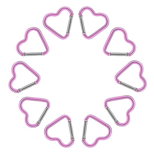 10 PCS Heart Shape Snap Hooks,Dark Pink Heart Key Ring Keychain Hook Clip Heart Shaped Carabiner Hook Aluminum Alloy Snap Clip for Outdoor Traveling Walking