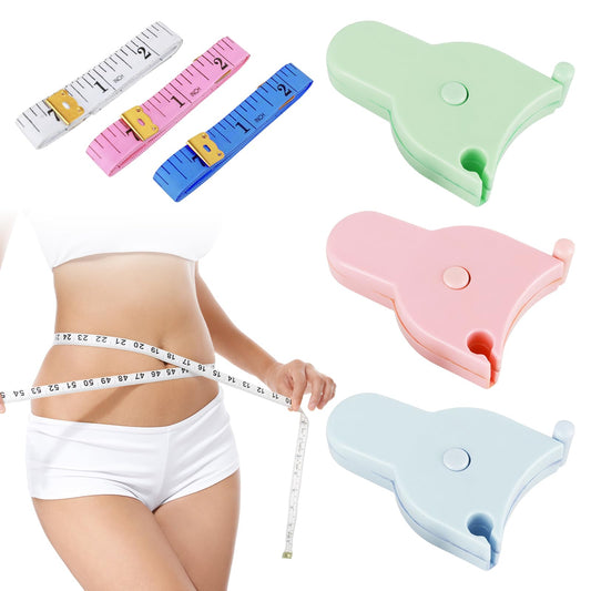 Aster 6Pcs Body Tape Measure, Measuring Tape for Body Measurements Self-Tightening Tape Measure Dual Sided Body Measuring Tape for Waist Bra Hips Measurement - 60 Inch & 150cm