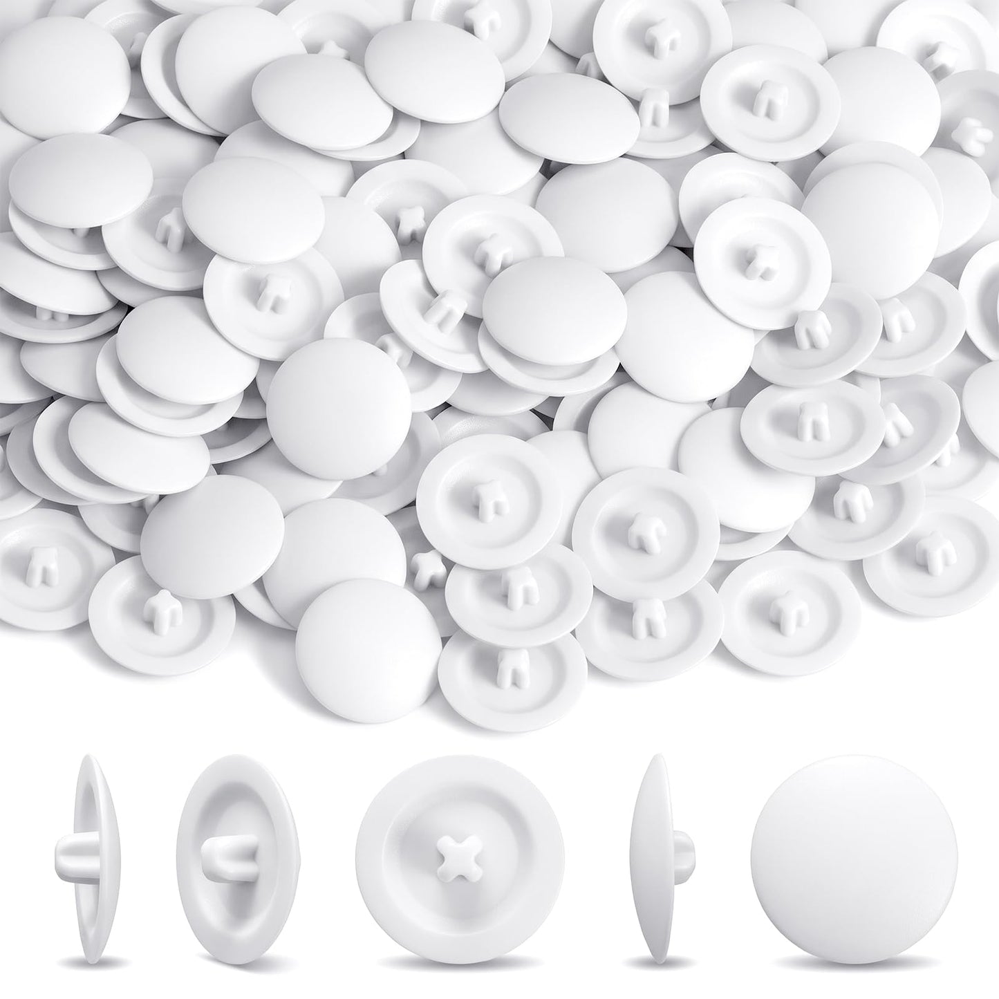 200 PCS White Screw Covers Caps, 12mm Plastic Screw Caps