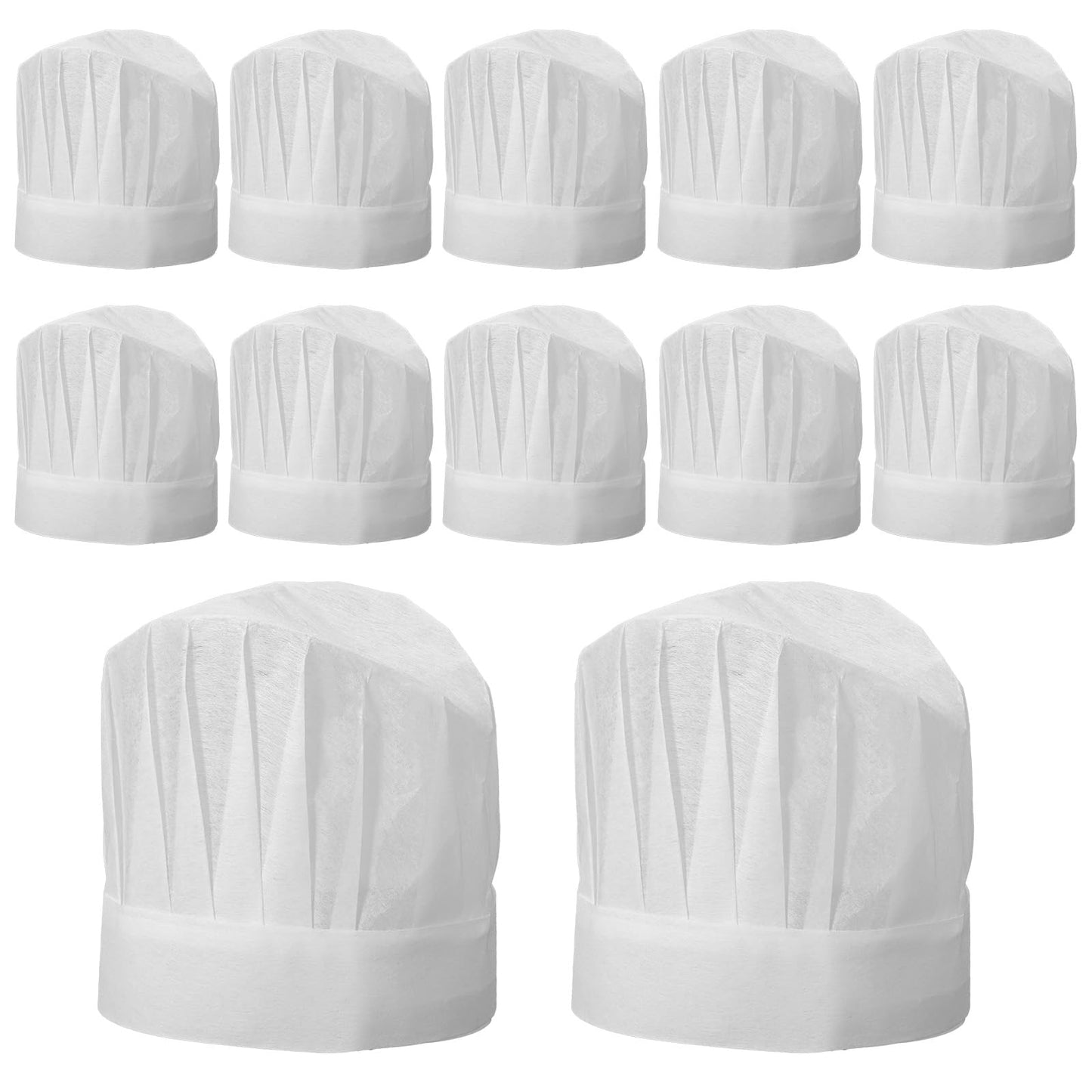 Pack of 12 Children's Chef's Hats, 20 cm, Adjustable Chef's Hats (White)