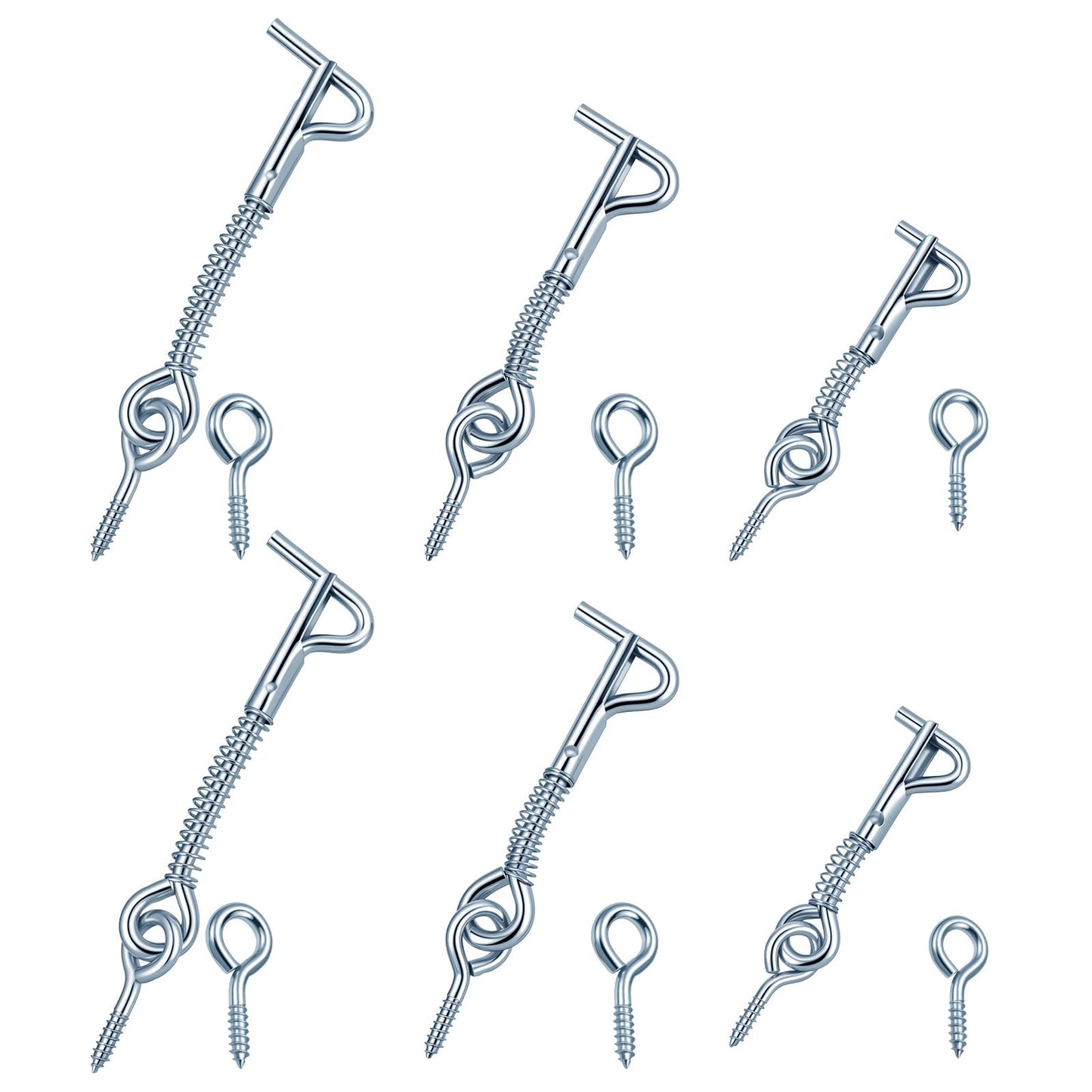 6 Pack Hook and Eye Latch with Eyes Screw Hooks
