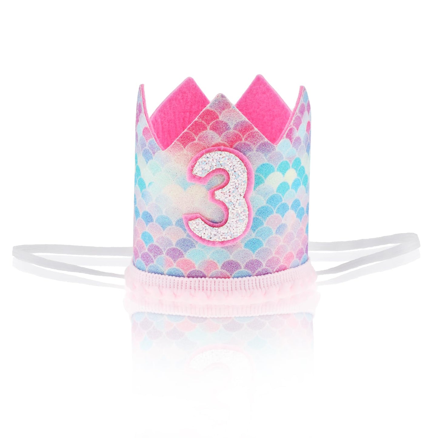 ASTER Baby Girls 3rd Birthday Hat, Princess Girls 3rd Birthday Crown, Adjustable 3rd Birthday Hat Baby Crown for Baby Girls Third Birthday Party Decoration