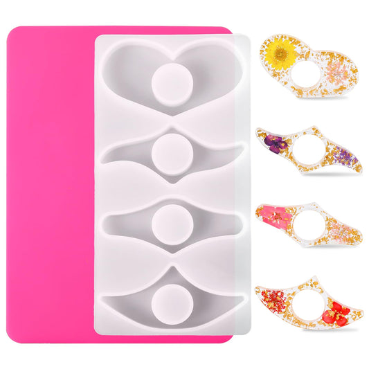 Thumb Book Page Holder Silicone Molds with Pink Dirt Resistant Spacer, Reusable Book Binder Mold, Handmade Thumb Book Clips Casting Mold, Transparent Bookmark Resin Molds for DIY Reading Accessory