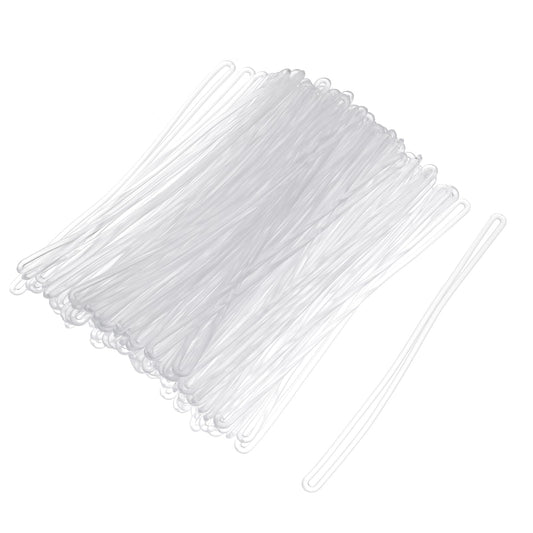 100 Pack 6 inch Clear Plastic Luggage Loop Straps, Worm Loops for Luggage Tags, Plastic Name Tag Loop for Identification Cards ID Badge Holder Business Card Insert Bags Tags Photo Suitcase Label