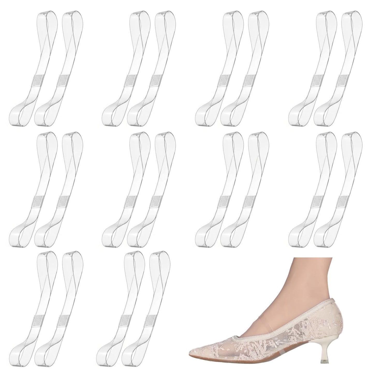 Falzqq 10 Pairs Clear Shoe Straps for Heels, Invisible Heel Straps
