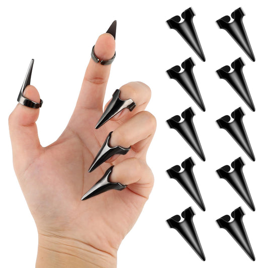 10 Pieces Finger Claws Rings Cosplay Claws Full Finger Set Vintage Nails Finger Armor Gothic Talon Metal Ring Fingertip Claw for Halloween Cosplay Nail Art Holiday Party