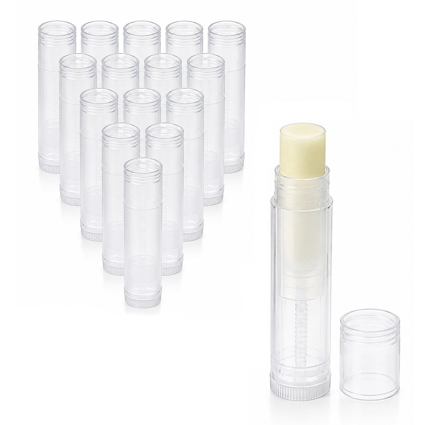 15Pcs Empty Lip Balm Containers, Twist-up Lip Balm Tubes with Cap