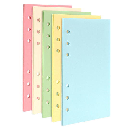 Aster A6 Refill Paper, 200 Pages 6-Hole A6 Filler Paper, 5-Color Loose Leaf Planner Refill Paper, A6 Binder Planner Inserts for Notebook Diary Journals Painting Personal Organiser