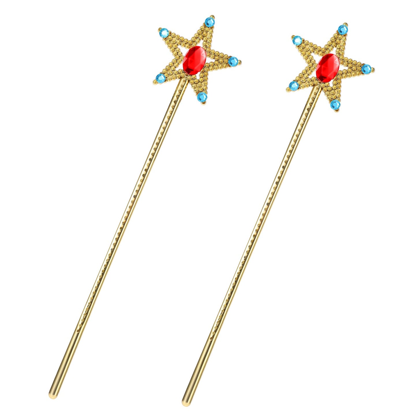 ZEYIYER 2PCS Fairy Wand, Glitter Star Wand, Angel Magic Wand, Princess Wands Sticks, Flower Girl Wand Star Fairy Costume Props for Birthday Wedding Party Cosplay Play Toys