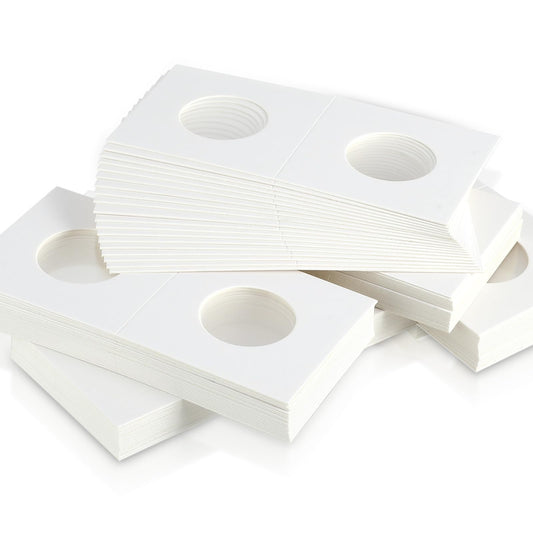 Aysatogc 100 Pieces Coin Flips, Cardboard Coin Holder 2x2 Holders Sleeves for All Coins Collection Supplies Currency Coins Collection Supplies for Dime, Dollars Penny Quarter Nickels Collecting