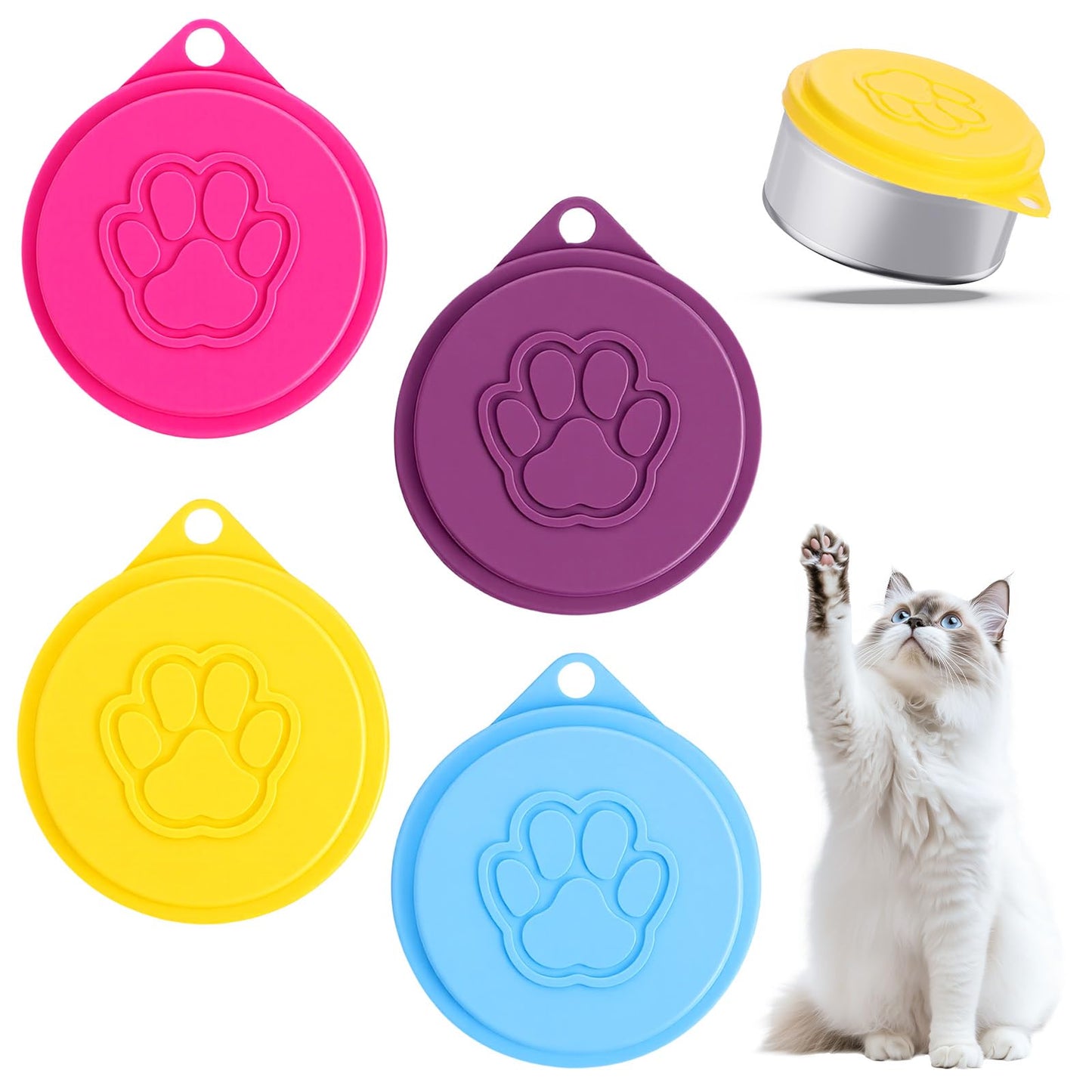 Pack of 4 lids for cans, pet food can lids, lids for cats and dog food cans, washable dog food can closure, cat can lid, cat food lid for pet food, cat food, dog food