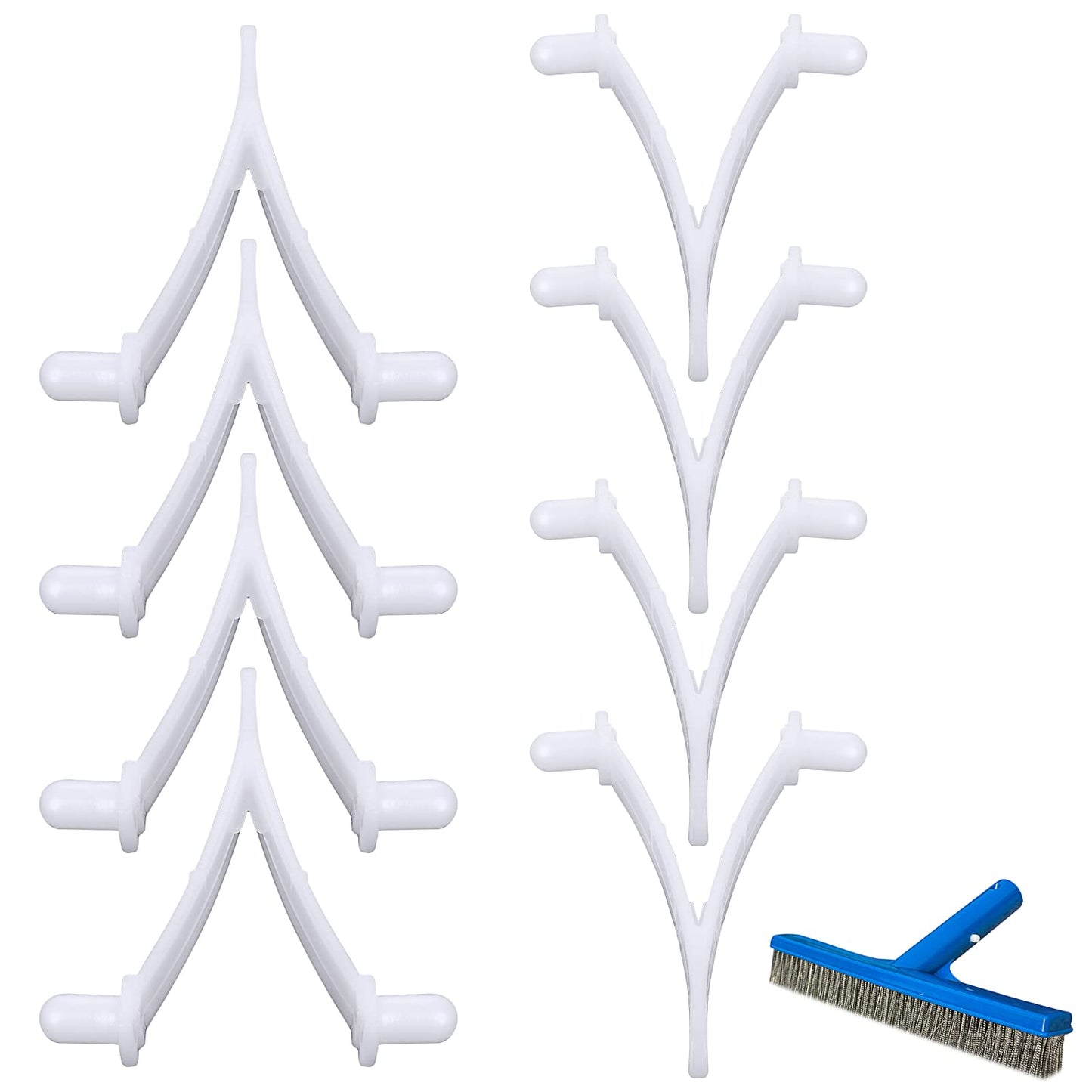ASTER 8Pcs Pool Brush Clip Pool V Clips Replacement Set for Poles- Pool Brush Plastic Clips/Pool Pole Clips Perfect for Pool Brushes, Skimmers, and Leaf Rakes Jet Vacuums