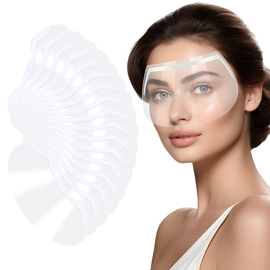 Aster 50 Pcs Clear Shower Visor, Waterproof Shower Face Eye Shields for Eyelash Extensions, Microblading Permanent Makeup Shower Visors for Hairspray Salon Eyelid Aftercare