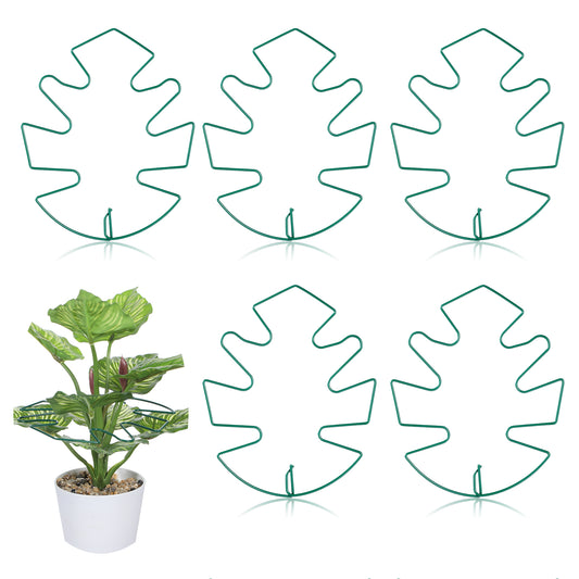Axafazup 5PCS Iron Monstera Plant Support, Plant Stem Support, Turtle Shell Bamboo Clamp Set, Sturdy Plants Stakes for Indoor Climbing Plants (Green)