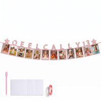 Dplolng 13th Birthday Photo Banner,13th Photo Banner with String and Adhesive 13 Birthday Party Decorations for Girls Party Supplies (Rose Gold)