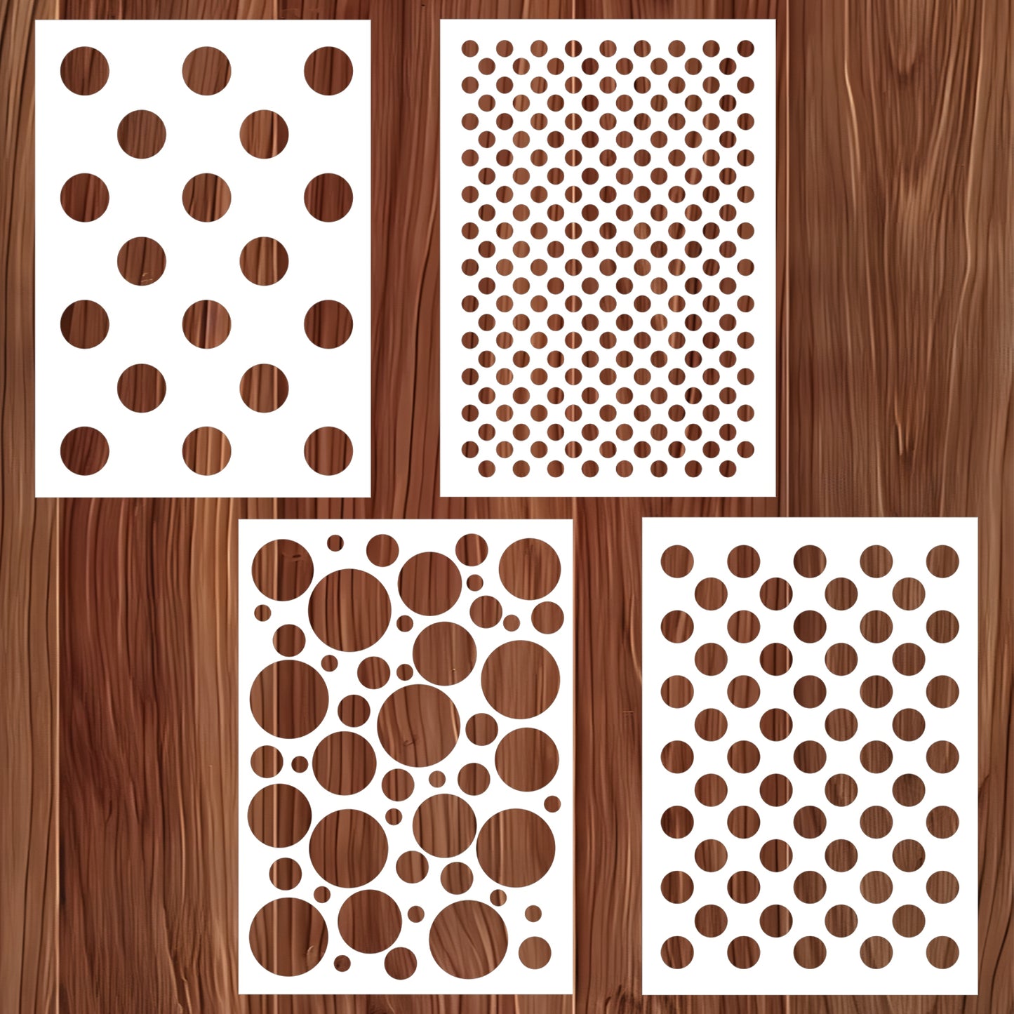 4PCS Circle Stencils for Drawing, Reusable Polka Dot Painting Stencils, Circle Pattern Templates for DIY Craft On Wood, Wall, Fabric, Canvas, Tile and Furniture Decor