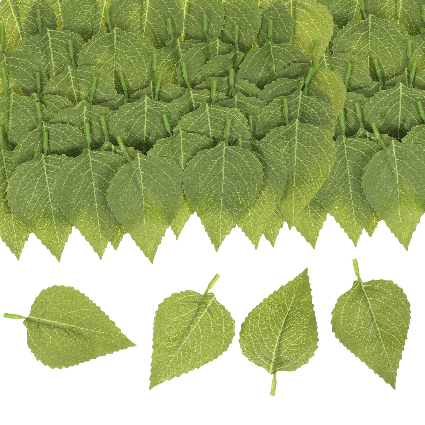 Axafazup 60 PCS Artificial Green Leaves, 3.5x2 Inch Bulk Fake Greenery Leaves Silk Cloth Green Leaves Fake Sunflower Leaves for Wedding Bouquets Wreaths DIY Crafts and Home Decor