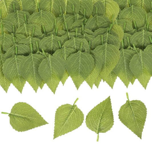 Axafazup 60 PCS Artificial Green Leaves, 3.5x2 Inch Bulk Fake Greenery Leaves Silk Cloth Green Leaves Fake Sunflower Leaves for Wedding Bouquets Wreaths DIY Crafts and Home Decor