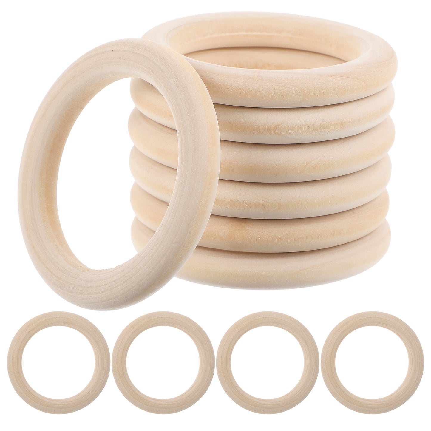 10 Pcs Unfinished Natural Wooden Rings for Crafts, Macrame Rings Solid Wooden Hoops Without Paint for DIY Pendant Connectors Jewelry Making Macrame Supplies