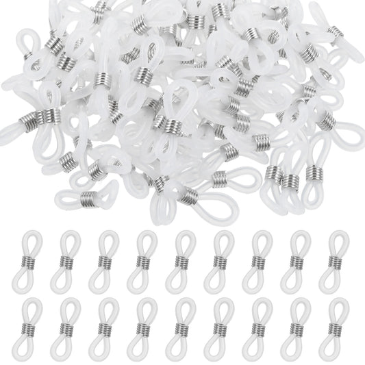 Aysatogc 100 Pieces Eyeglass Chain Ends, Adjustable Silicone Eyeglass Chain Connector Anti Slip Glasses Chain Rubber Loops Lobster Clasp for Glasses Strap, Glass Holder, Sunglasses strap